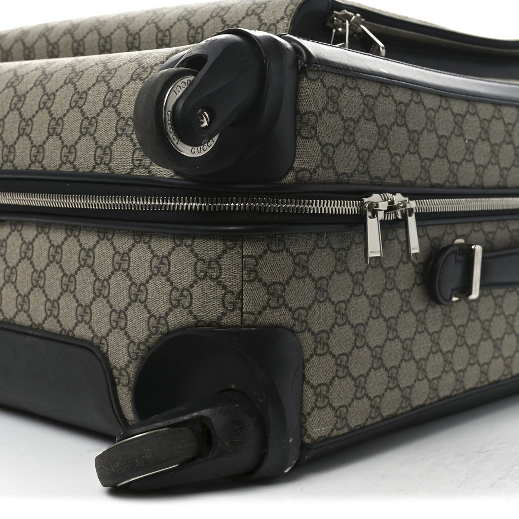 GG SUPREME MONOGRAM FOUR WHEEL SUITCASE BLACK