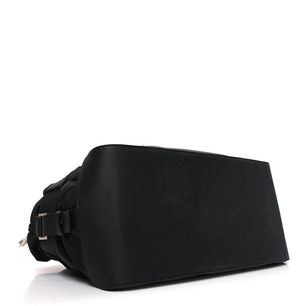 Nylon Calfskin Cut Out Duffle Bag Black