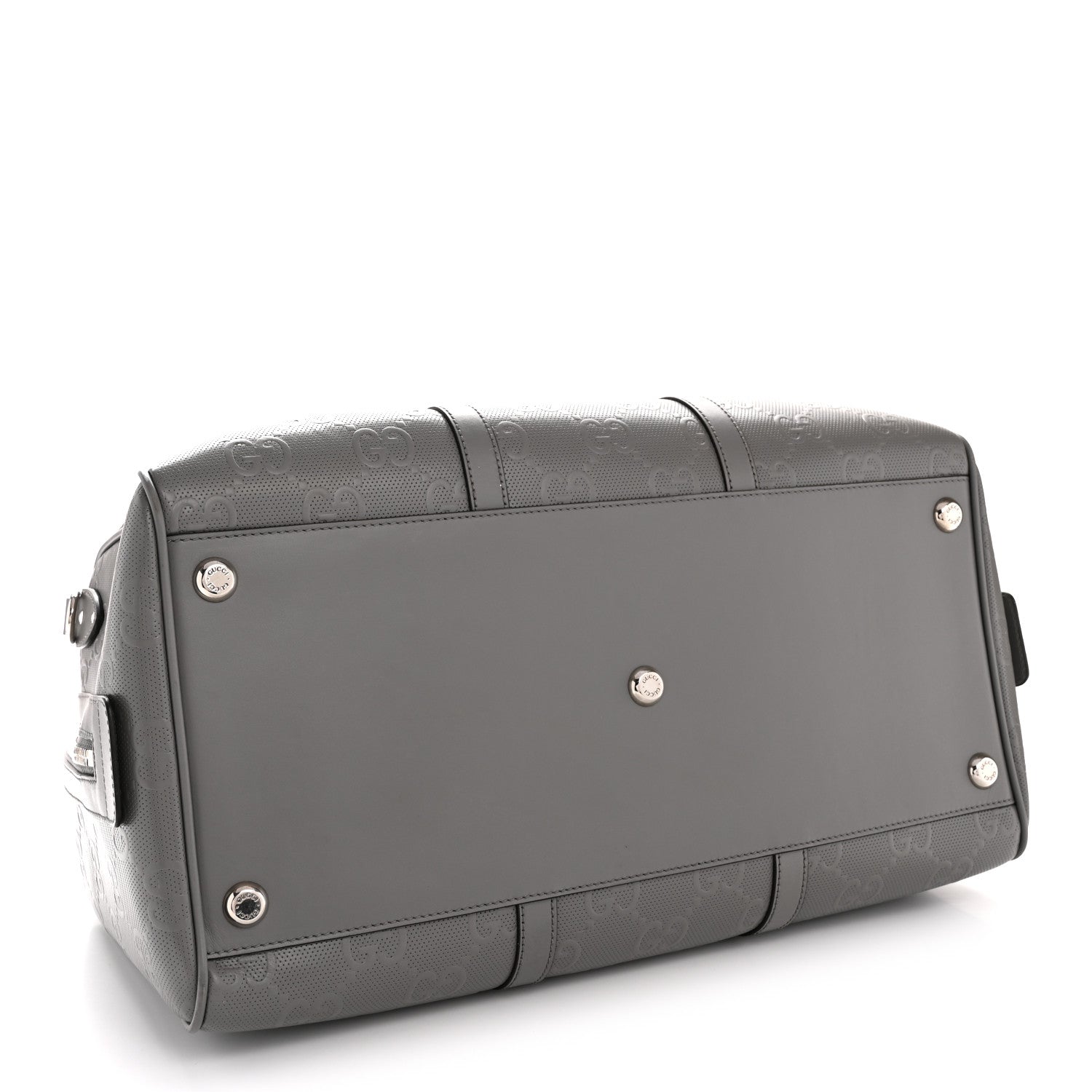 Calfskin GG Tennis Embossed Duffle Bag Grey