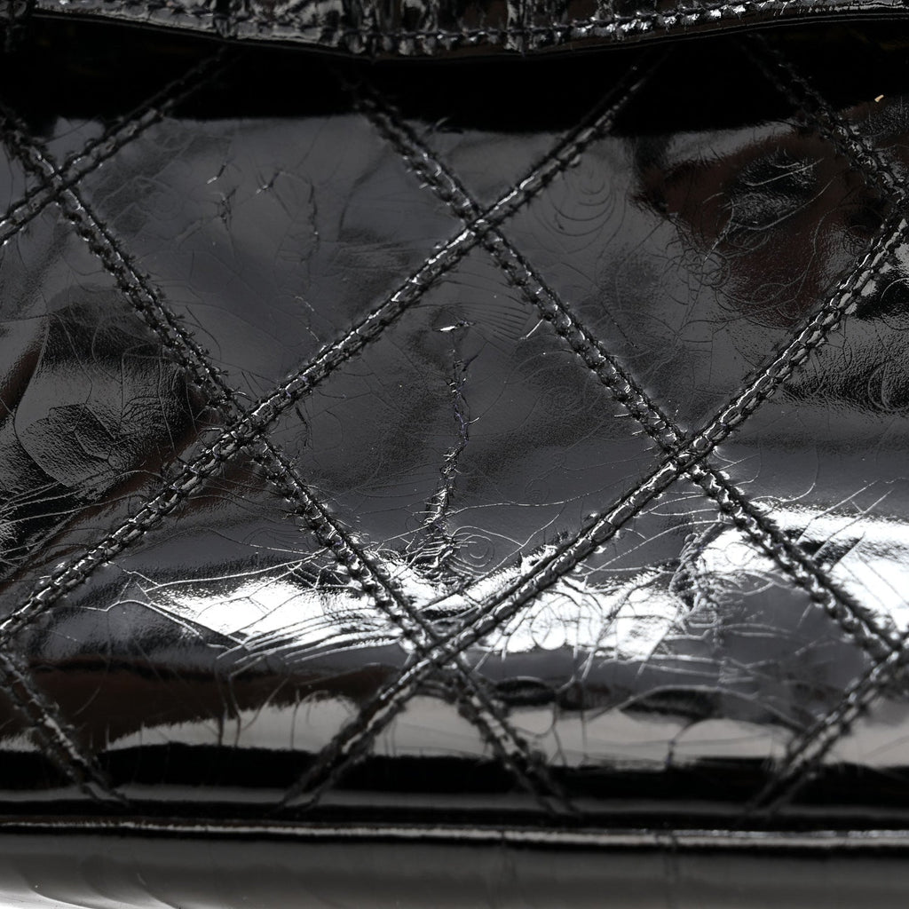 PATENT FLAP WAIST BELT BAG BLACK