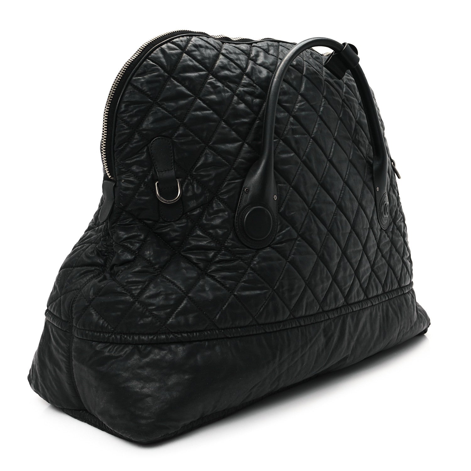 Coated Canvas Quilted Large Garment Travel Bag Black