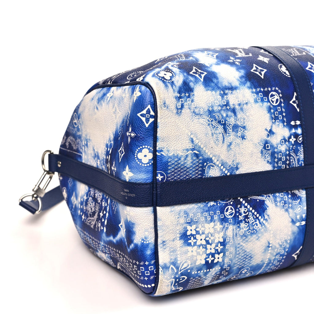 COWHIDE MONOGRAM BANDANA KEEPALL BANDOULIERE 50 BLUE