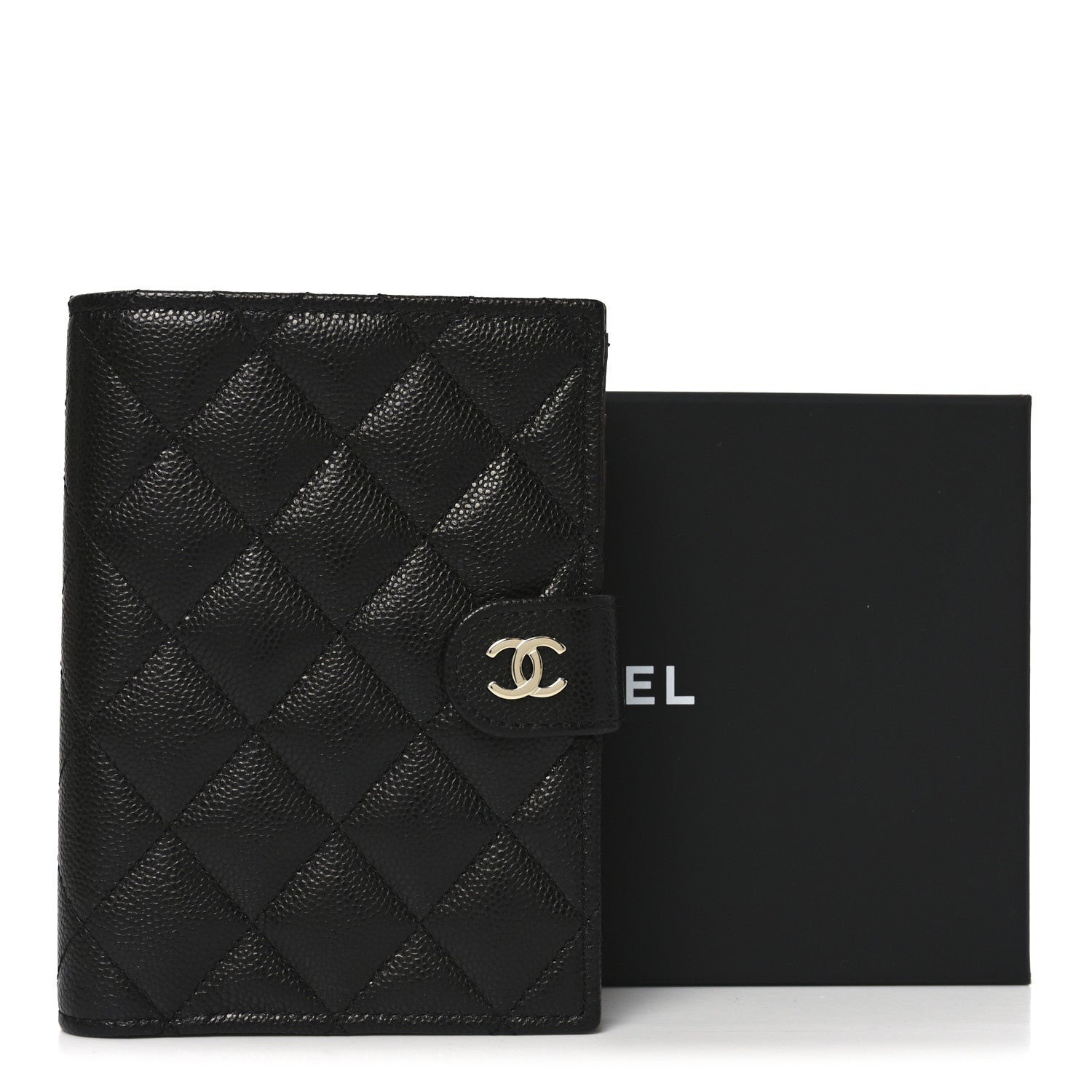 CAVIAR QUILTED PASSPORT HOLDER BLACK