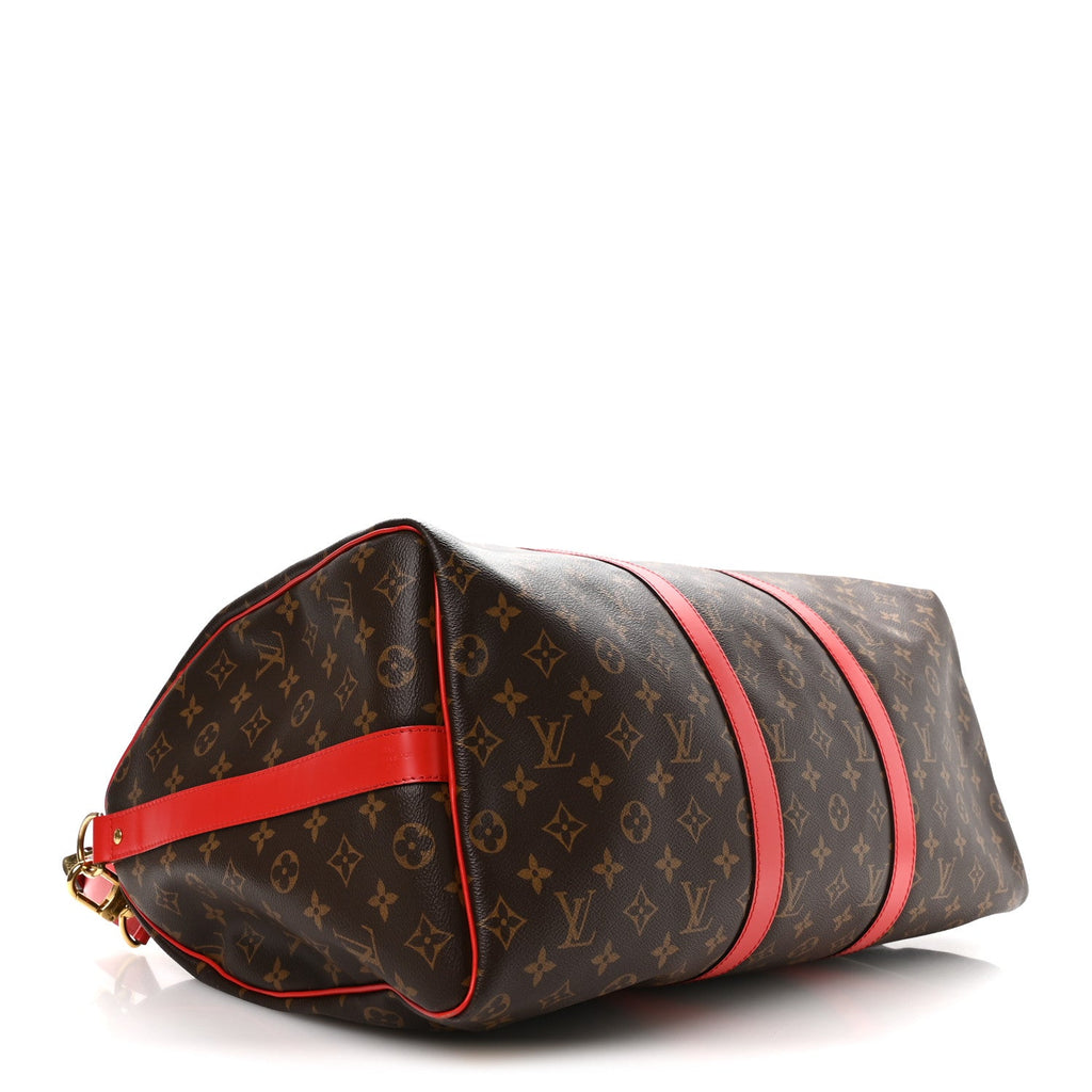CALFSKIN MONOGRAM KEEPALL BANDOULIERE 50 COQUELICOT