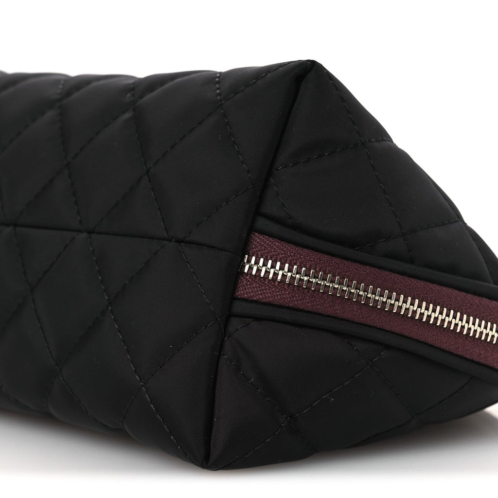 NYLON QUILTED SMALL COSMETIC CASE BLACK