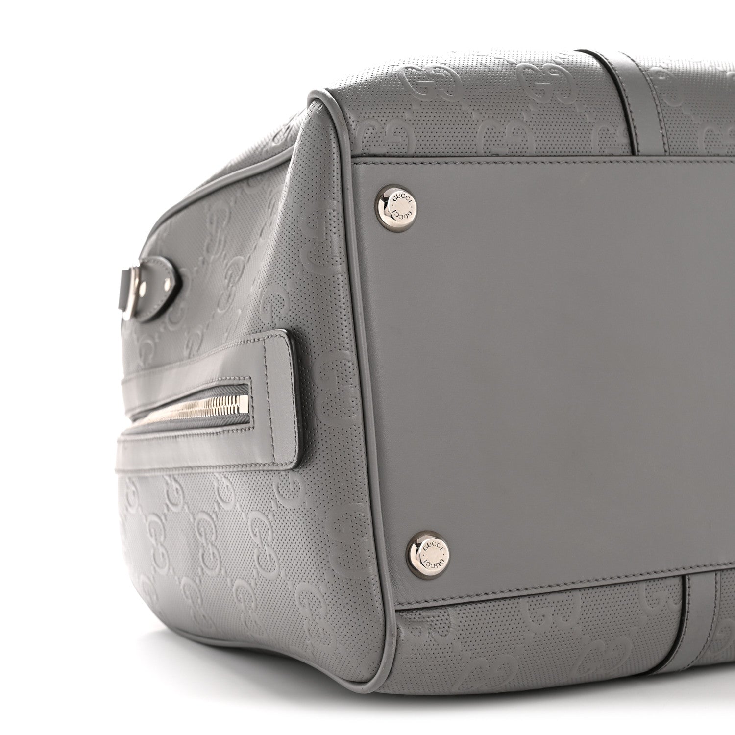 Calfskin GG Tennis Embossed Duffle Bag Grey