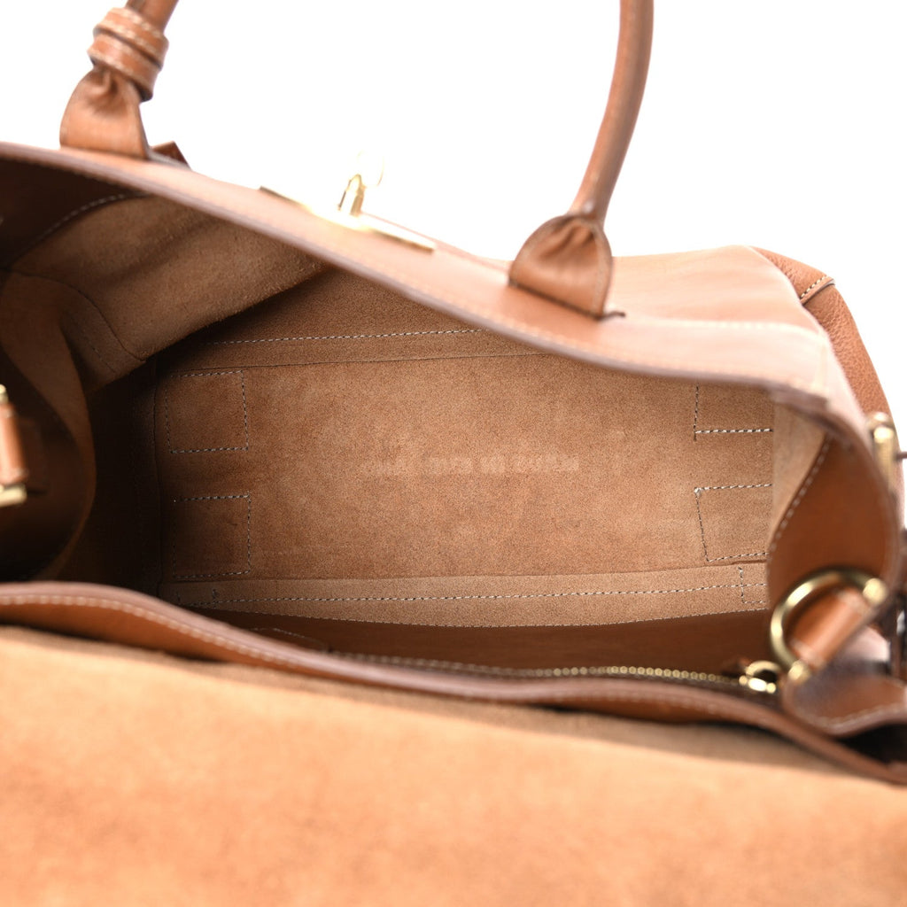 Natural Leather Cara Delevigne Convertible Satchel Oak