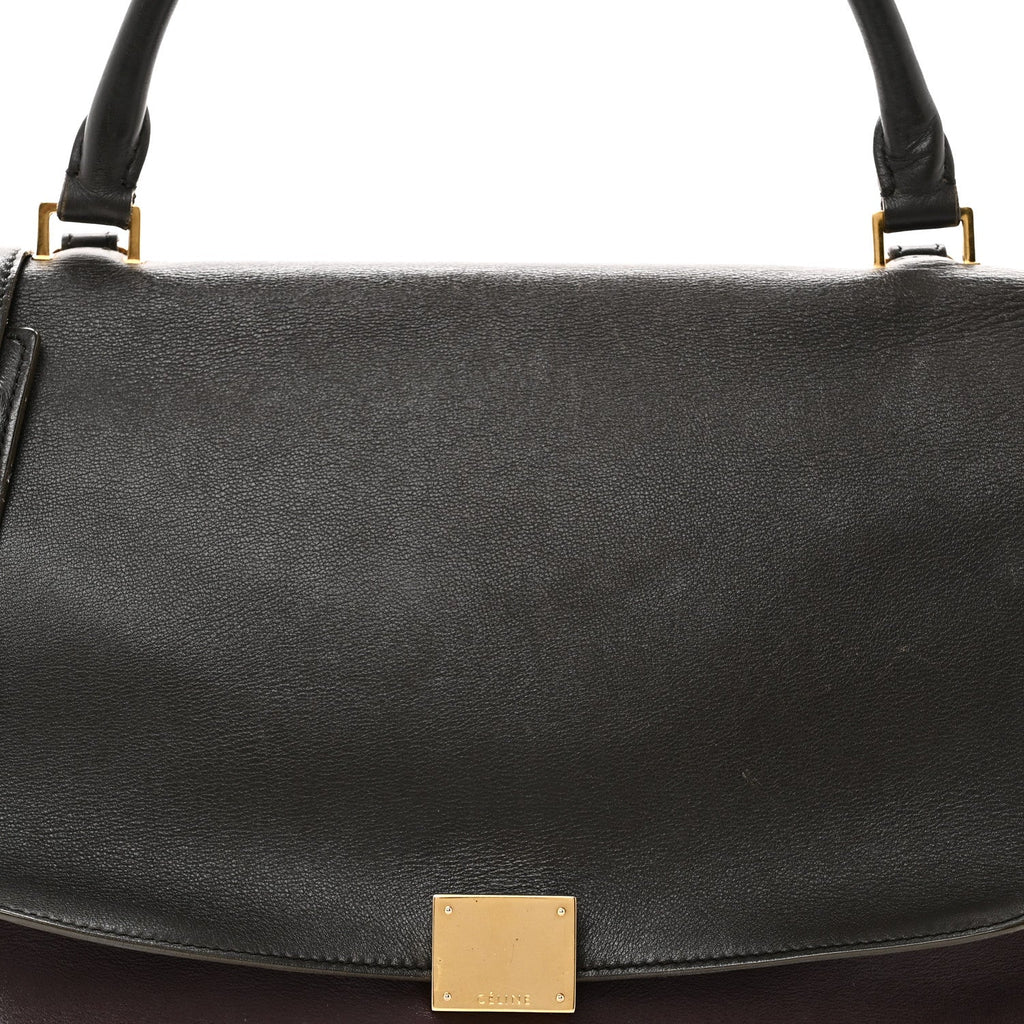 Calfskin and Suede Small Tri-Color Trapeze Dark Grey