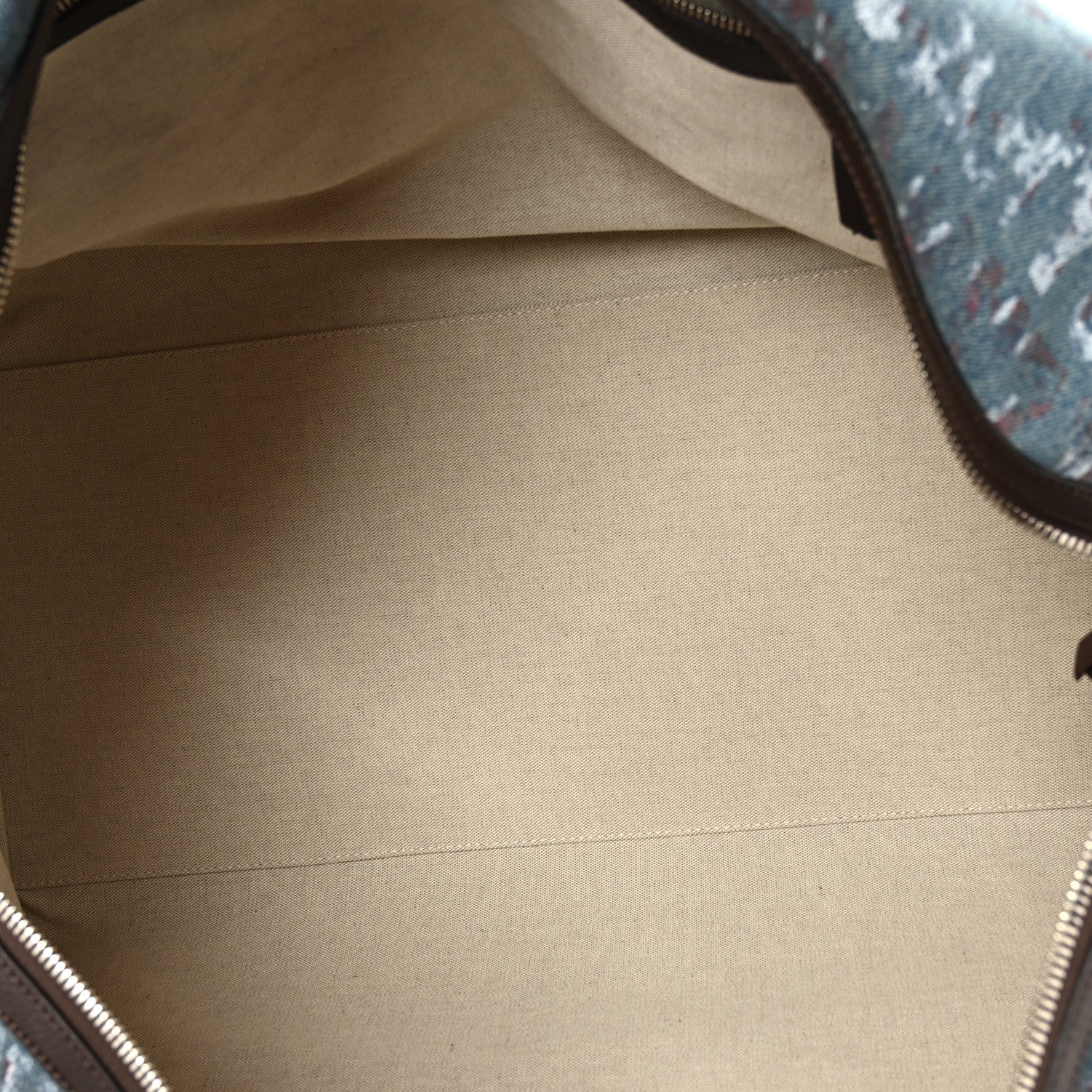 X FUTURE DENIM CALFSKIN LOGO PRINT TRAVEL BAG BLUE BROWN