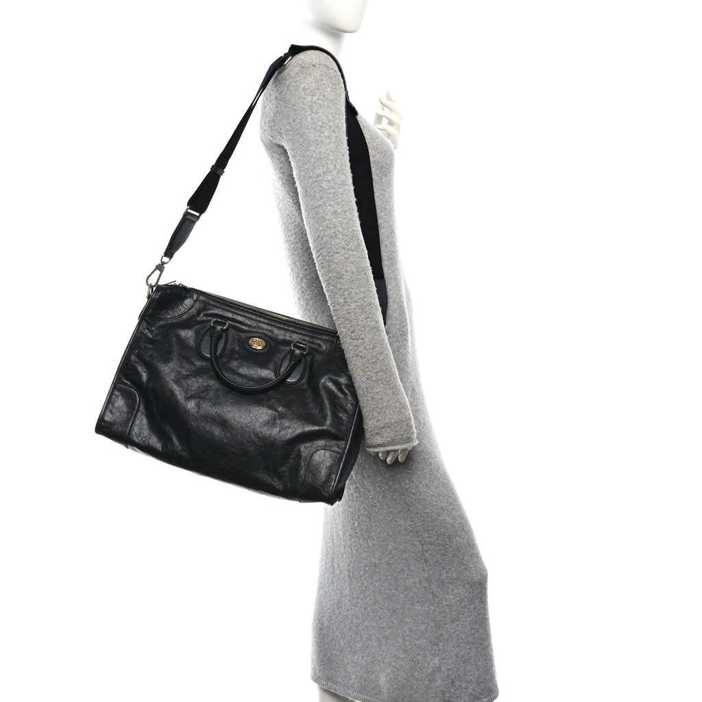 FLUFFY CALFSKIN MORPHEUS WEEKENDER DUFFLE BLACK