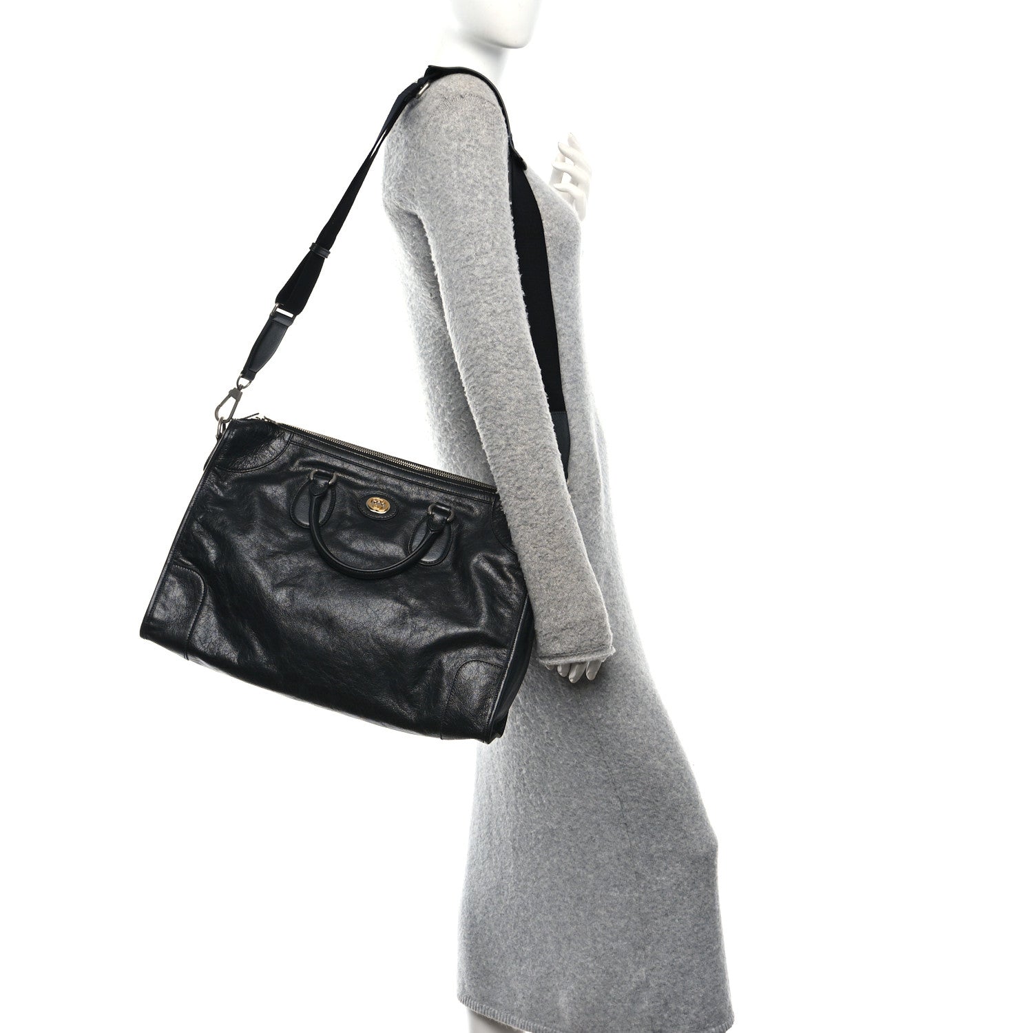 FLUFFY CALFSKIN MORPHEUS WEEKENDER DUFFLE BLACK