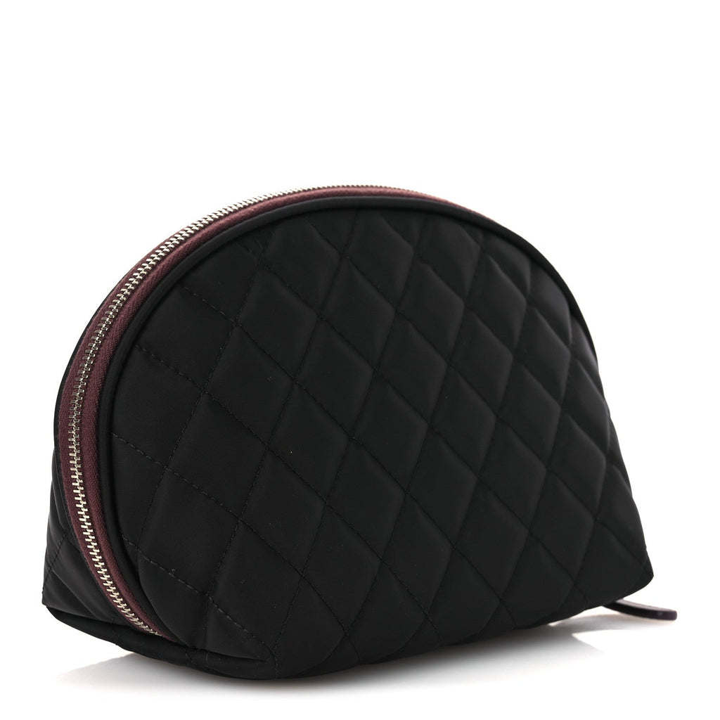 NYLON QUILTED SMALL COSMETIC CASE BLACK