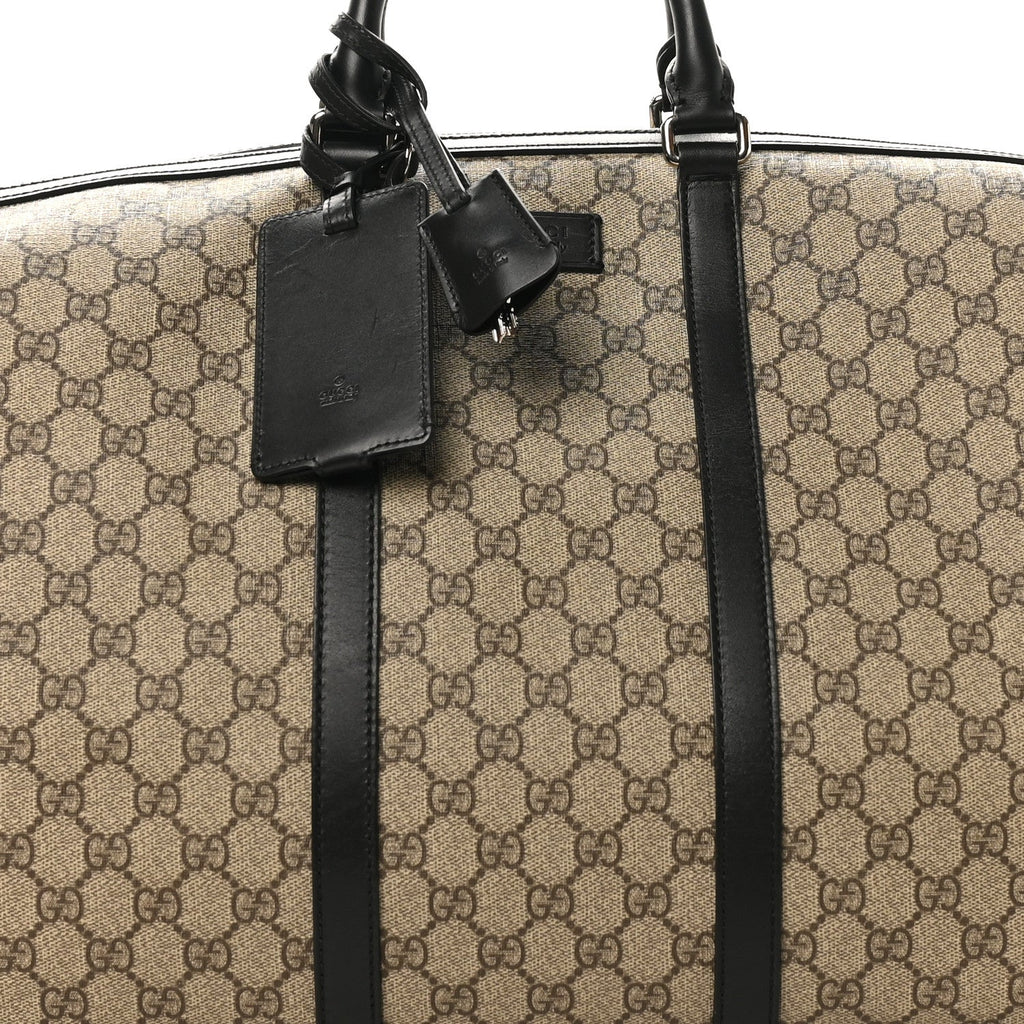 GG Supreme Monogram Selleria Calfskin Large Duffle Beige Ebony Black