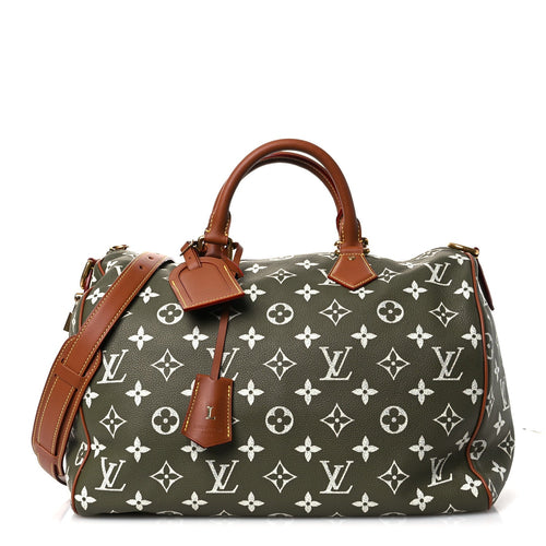 CALFSKIN MONOGRAM SPEEDY P9 BANDOULIERE 40 GREEN SANCHA