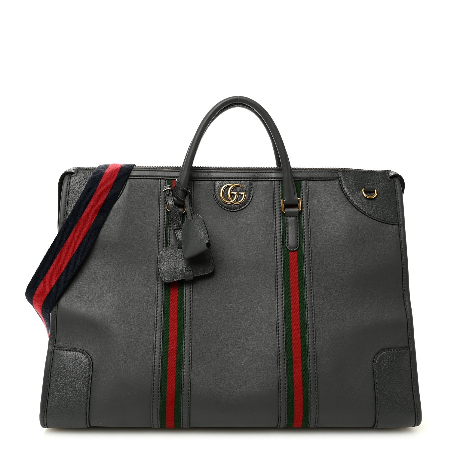 Koi Calfskin XL Bauletto Duffle Top Handle Bag Grey