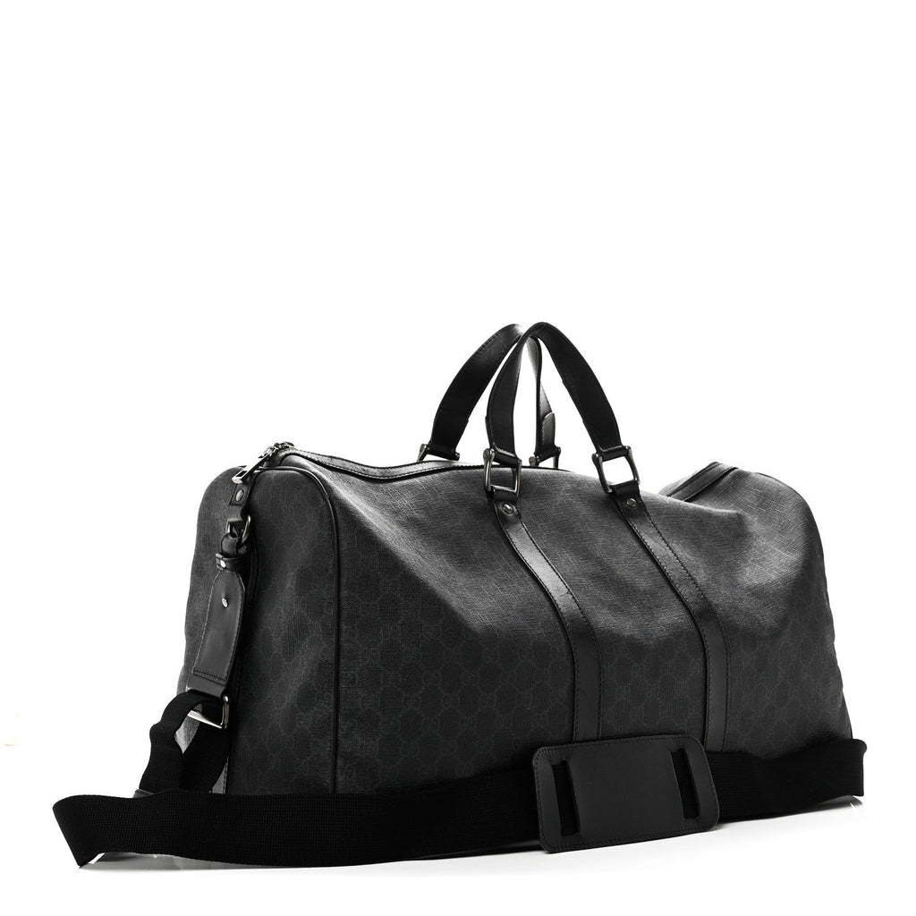 GG SUPREME MONOGRAM MEDIUM CARRY-ON DUFFLE BAG BLACK GREY