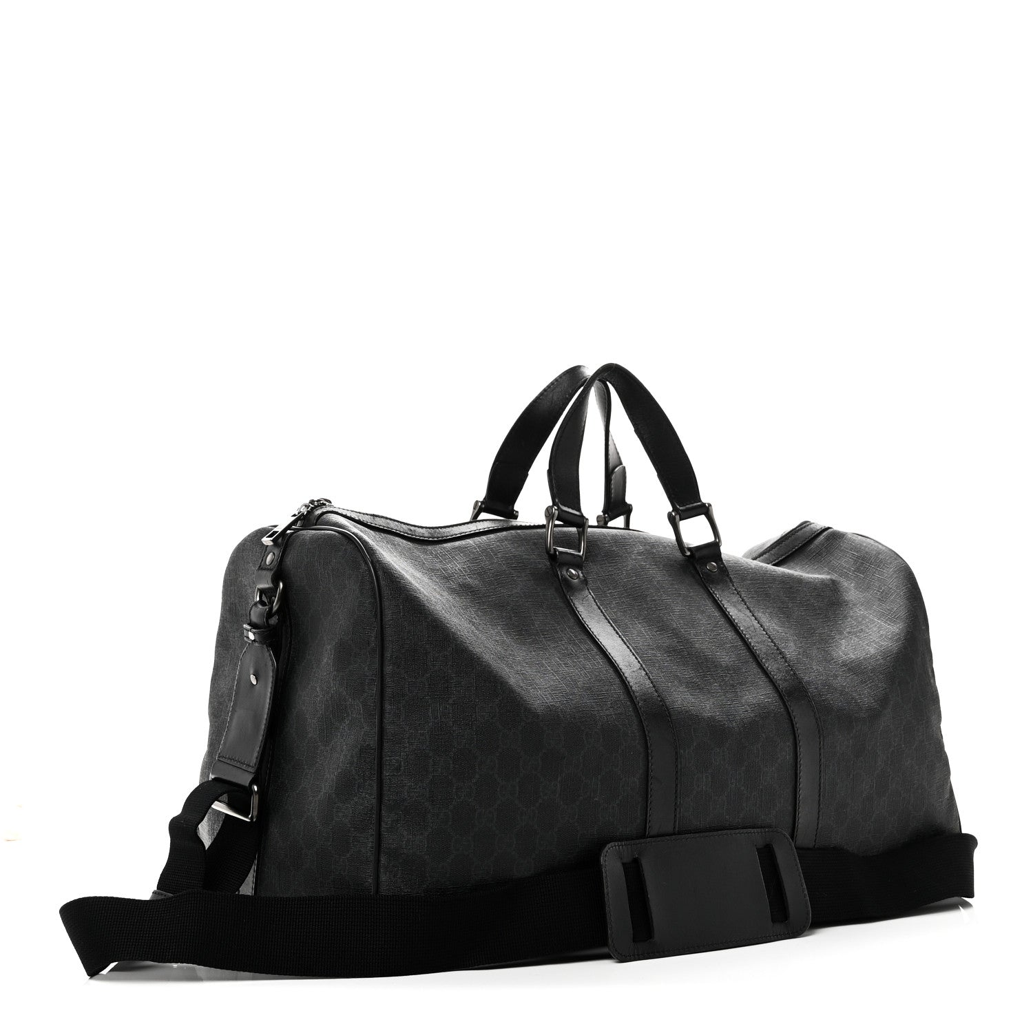 GG SUPREME MONOGRAM MEDIUM CARRY-ON DUFFLE BAG BLACK GREY