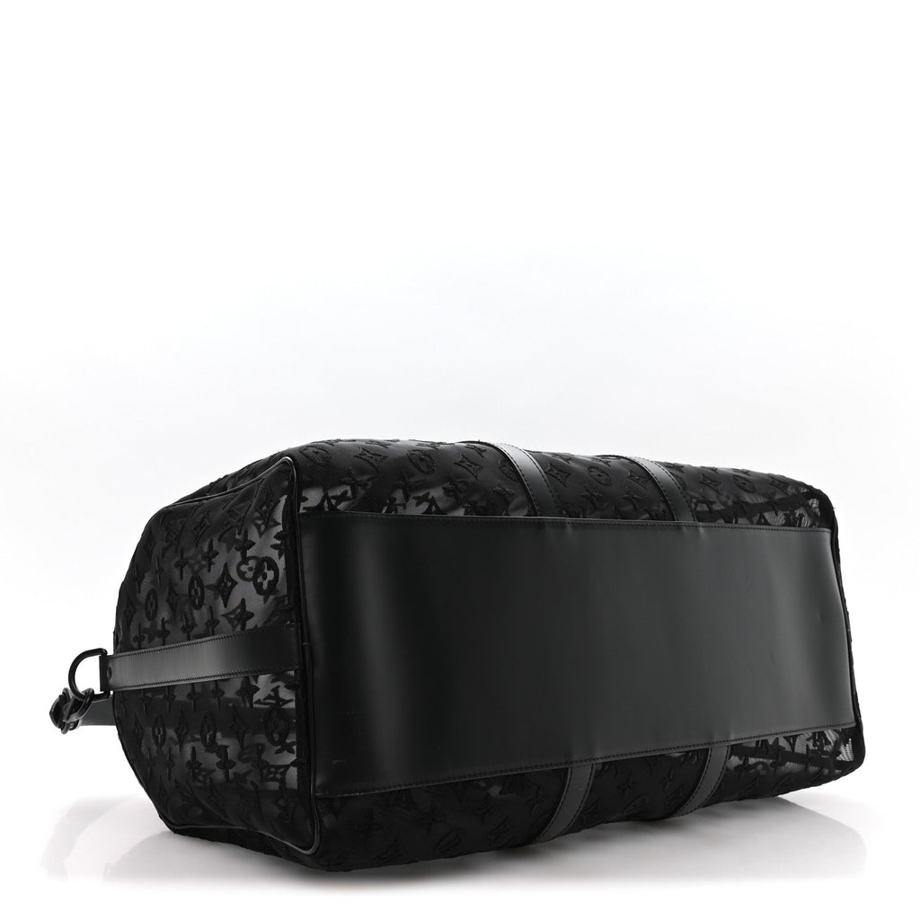 MONOGRAM SEE THROUGH KEEPALL BANDOULIERE 50 BLACK