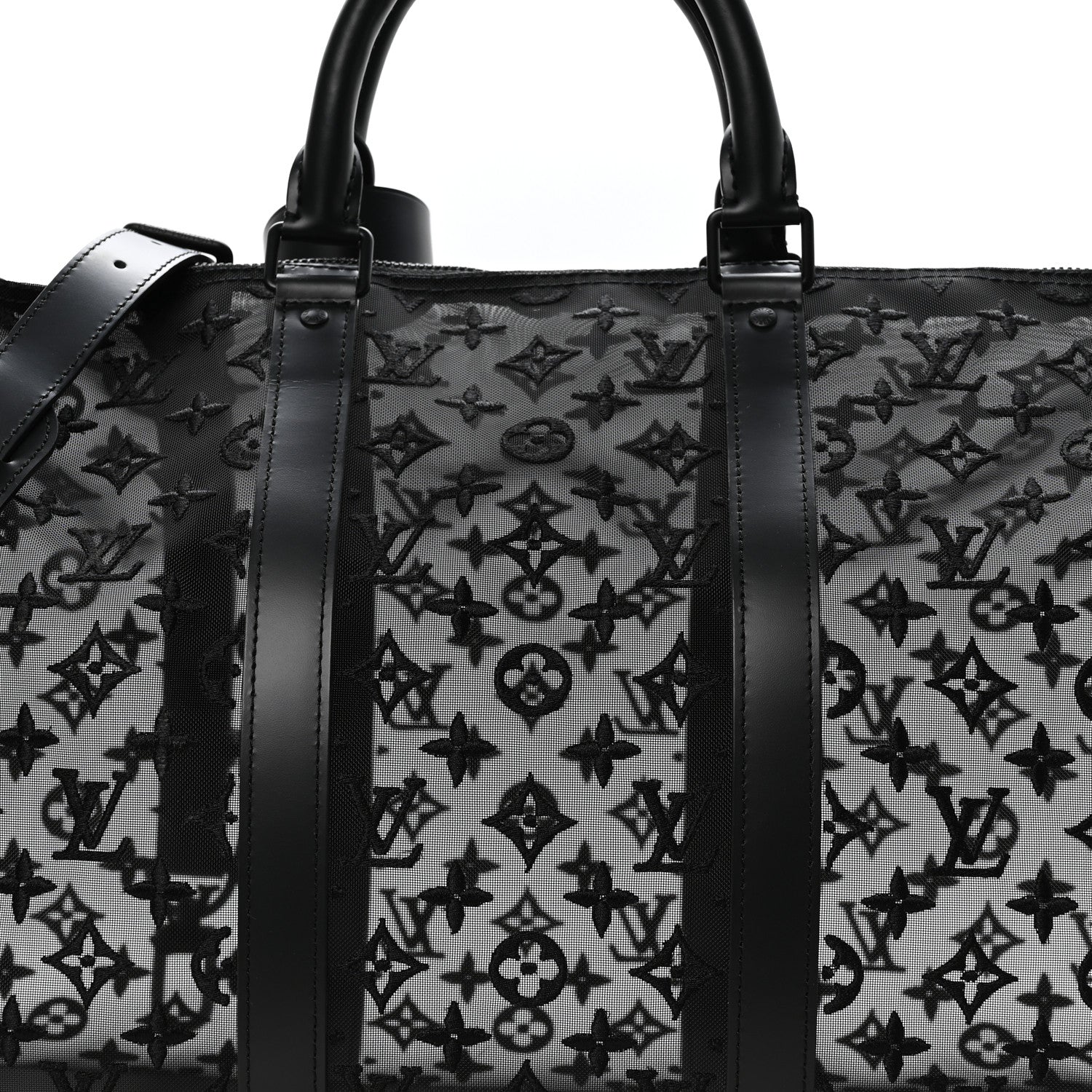 MONOGRAM SEE THROUGH KEEPALL BANDOULIERE 50 BLACK