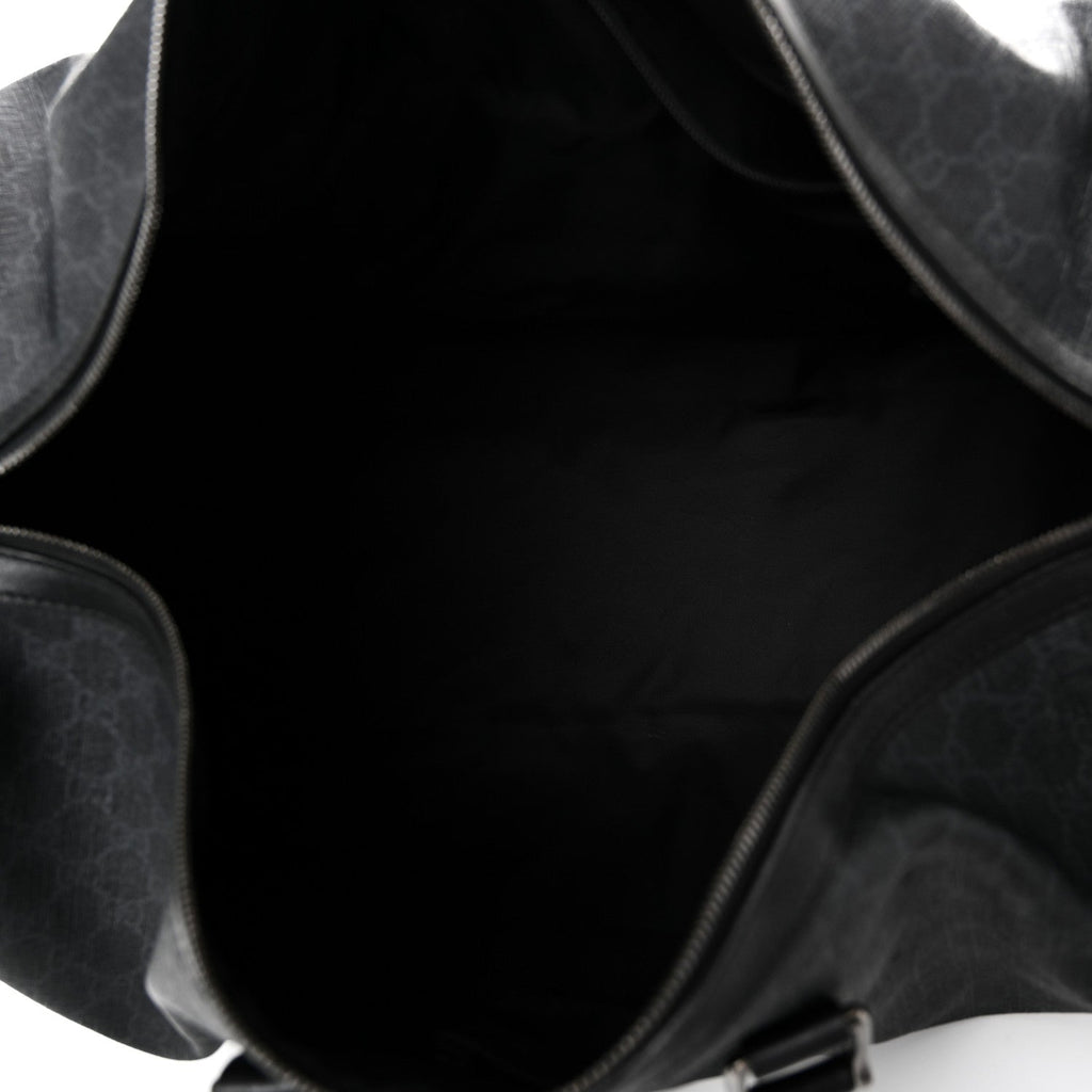 GG SUPREME MONOGRAM MEDIUM CARRY-ON DUFFLE BAG BLACK GREY