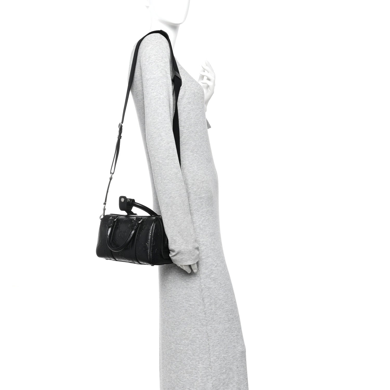 CALFSKIN GG TENNIS EMBOSSED MINI DUFFLE BAG BLACK