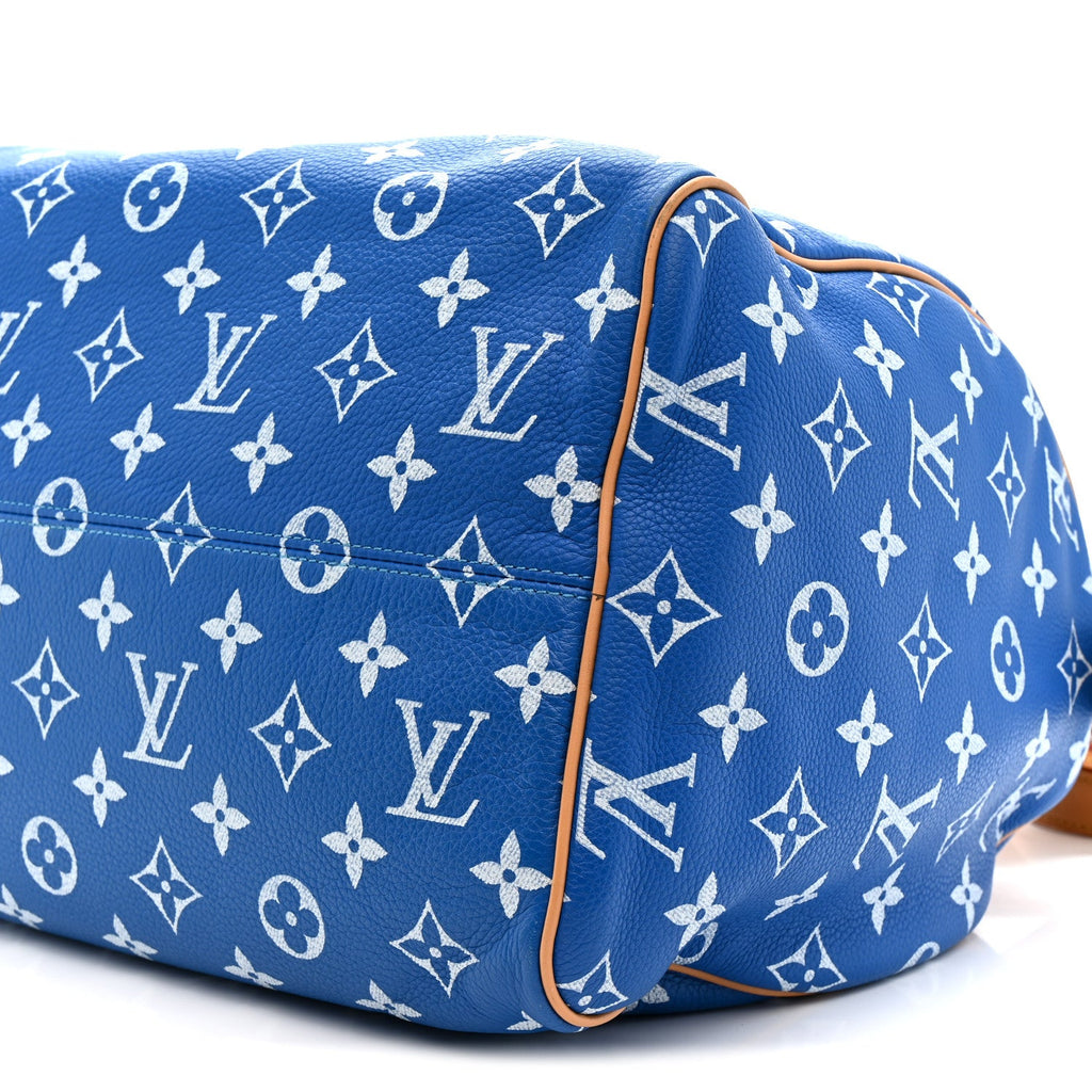 CALFSKIN MONOGRAM SPEEDY P9 BANDOULIERE 40 BLUE