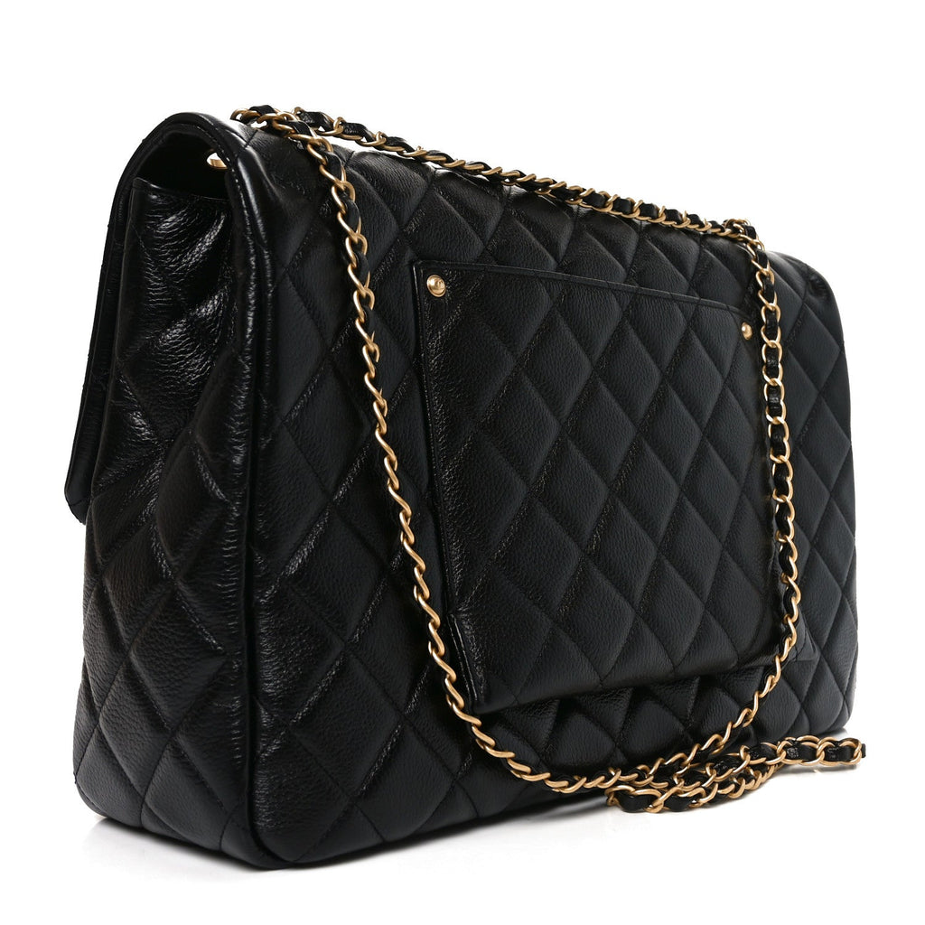 Caviar Quilted Small XXL Travel Flap Bag Black
