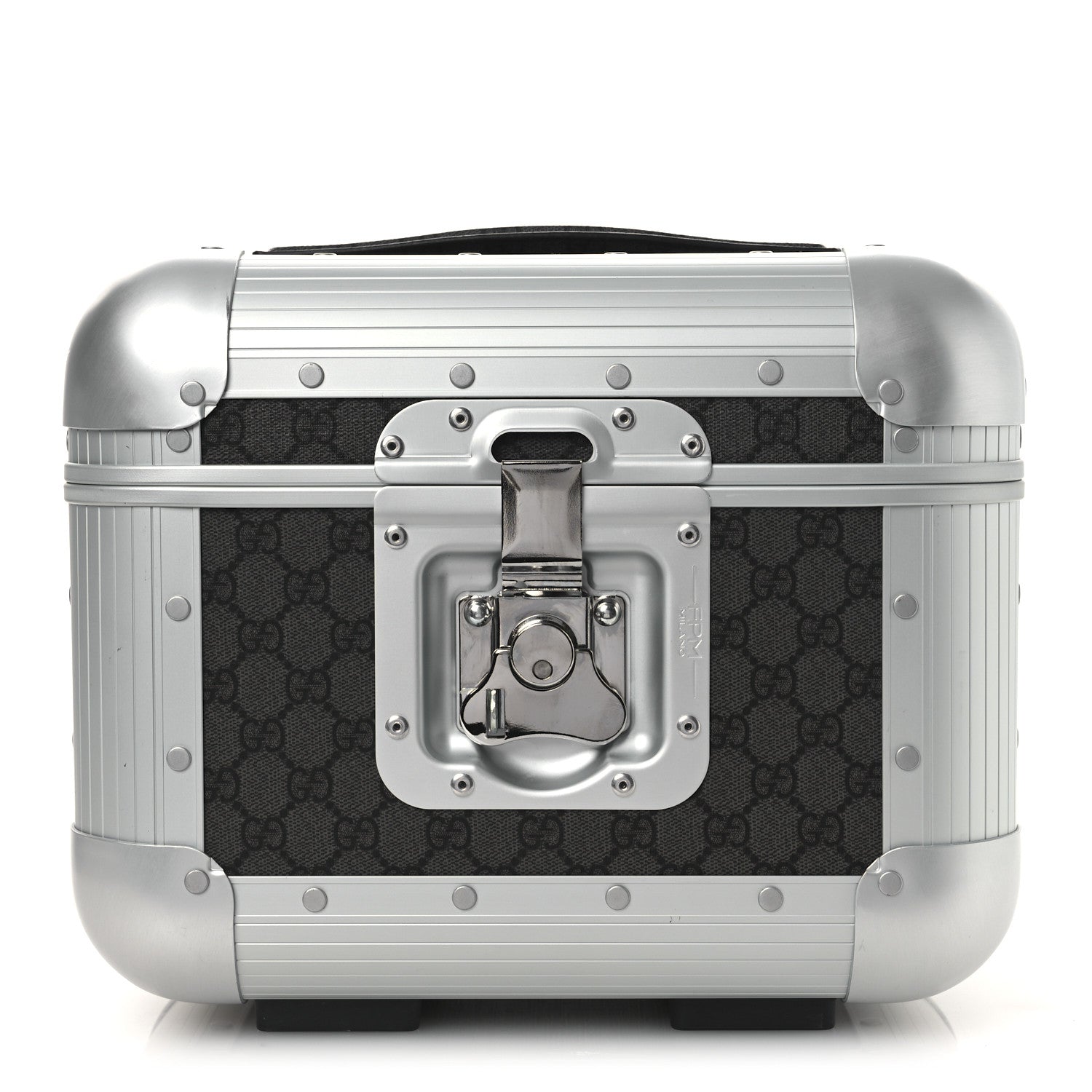 GG Supreme Monogram Aluminum Porter Beauty Case Silver