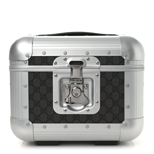 GG SUPREME MONOGRAM ALUMINUM PORTER BEAUTY CASE SILVER