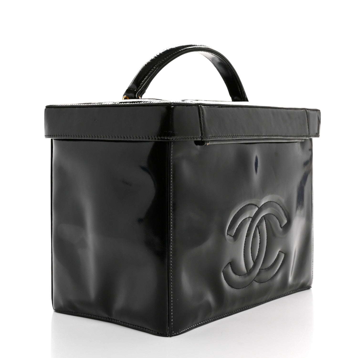 Patent CC Vanity Cosmetic Case Black