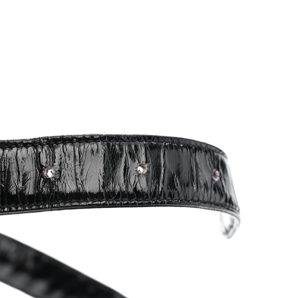PATENT FLAP WAIST BELT BAG BLACK