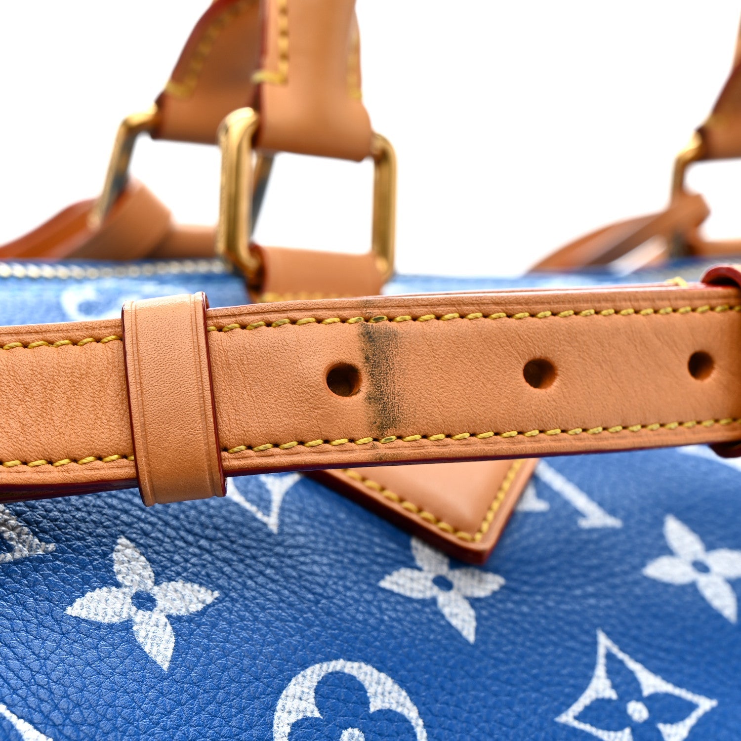 CALFSKIN MONOGRAM SPEEDY P9 BANDOULIERE 40 BLUE