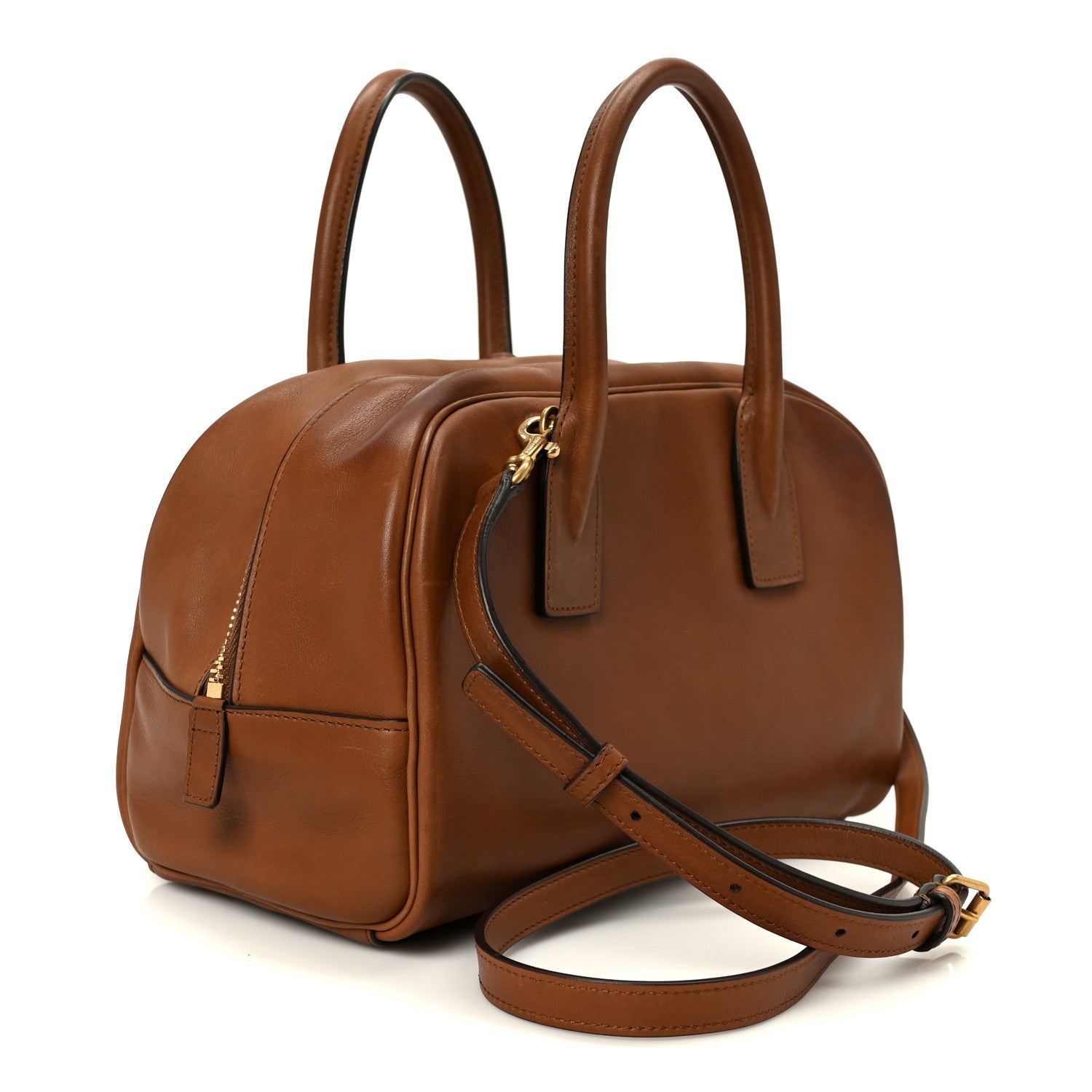 CALFSKIN SMALL SAC DE JOUR BOSTON HANDLE TOASTED BROWN