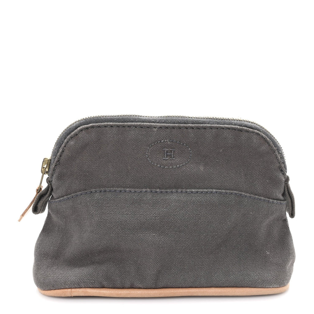 COTTON CANVAS MINI BOLIDE TRAVEL COSMETIC POUCH GRIS