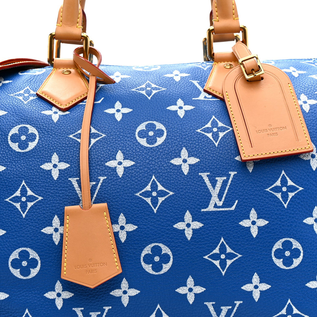 CALFSKIN MONOGRAM SPEEDY P9 BANDOULIERE 40 BLUE