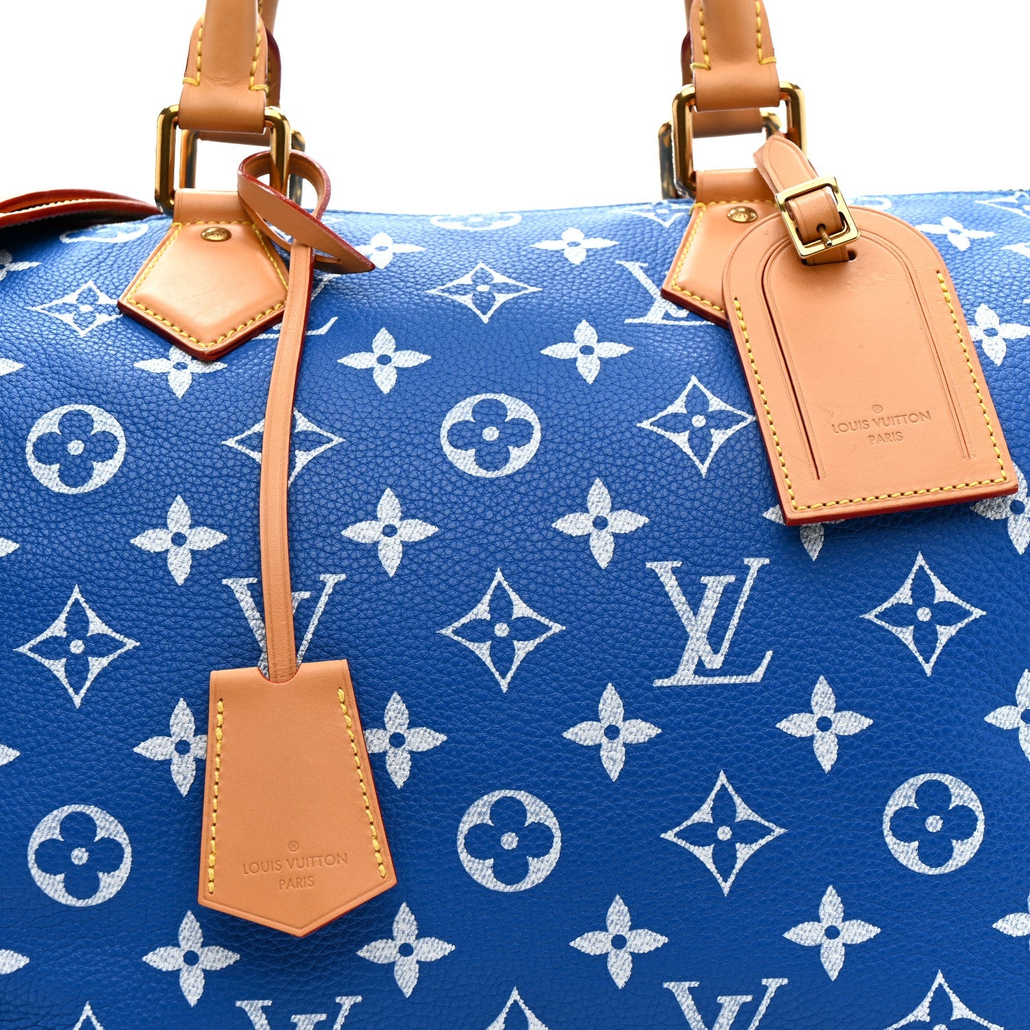CALFSKIN MONOGRAM SPEEDY P9 BANDOULIERE 40 BLUE