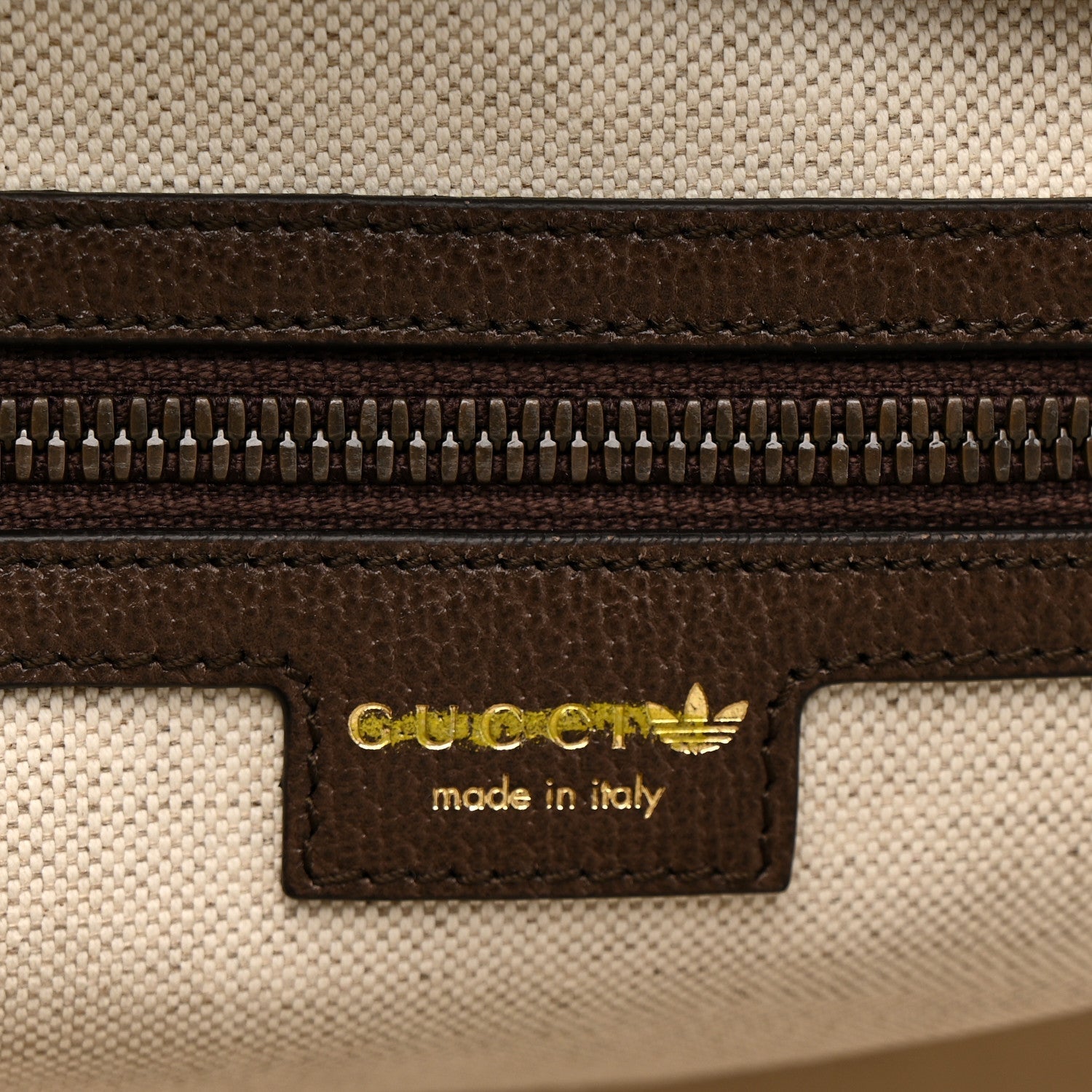 X ADIDAS Canvas Textured Dollar Calfskin Web GG Monogram Trefoil Large Bowling Bag Beige Brown Multicolor