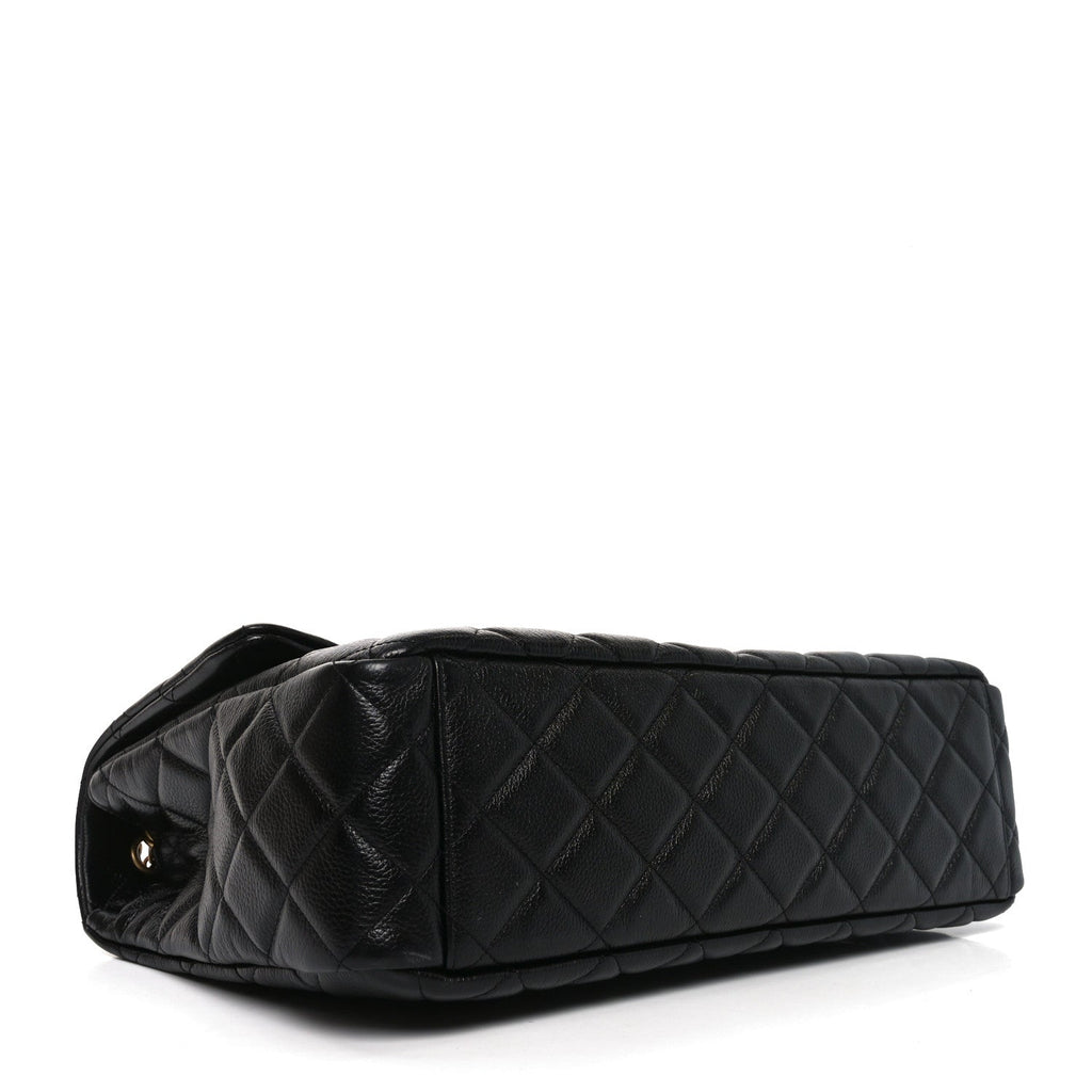 Caviar Quilted Small XXL Travel Flap Bag Black