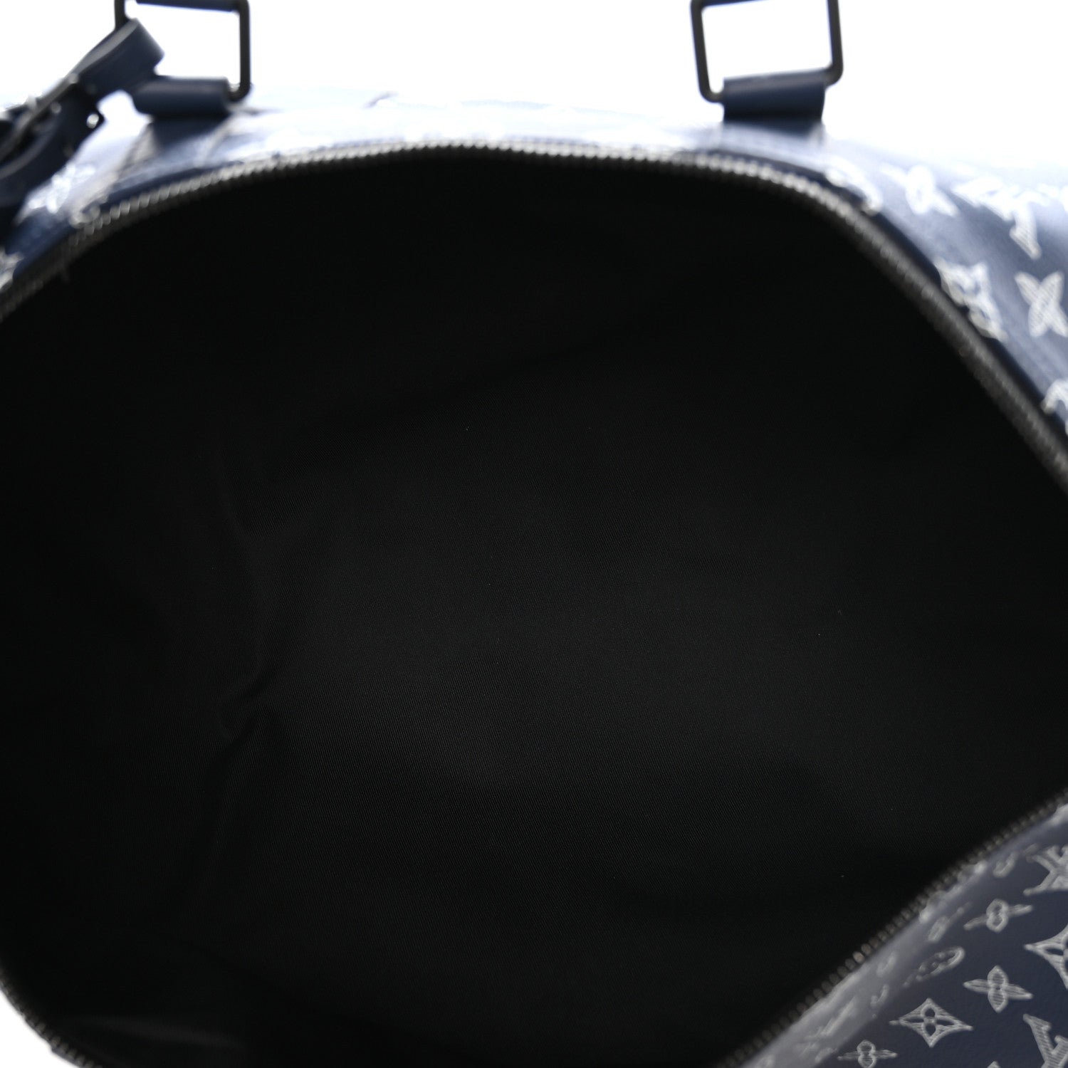 CALFSKIN SHADOW MONOGRAM KEEPALL BANDOULIERE 50 INK BLUE WHITE