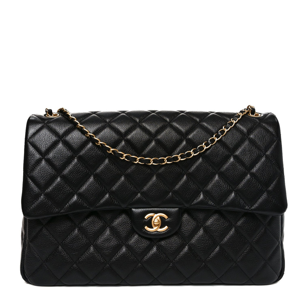 Caviar Quilted Small XXL Travel Flap Bag Black