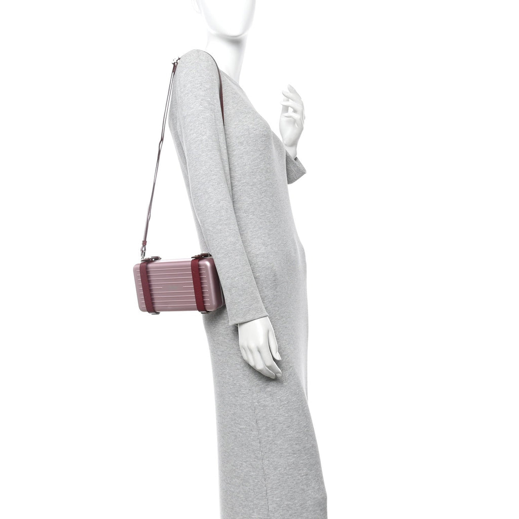 X RIMOWA Aluminum Personal Clutch On Strap Rose
