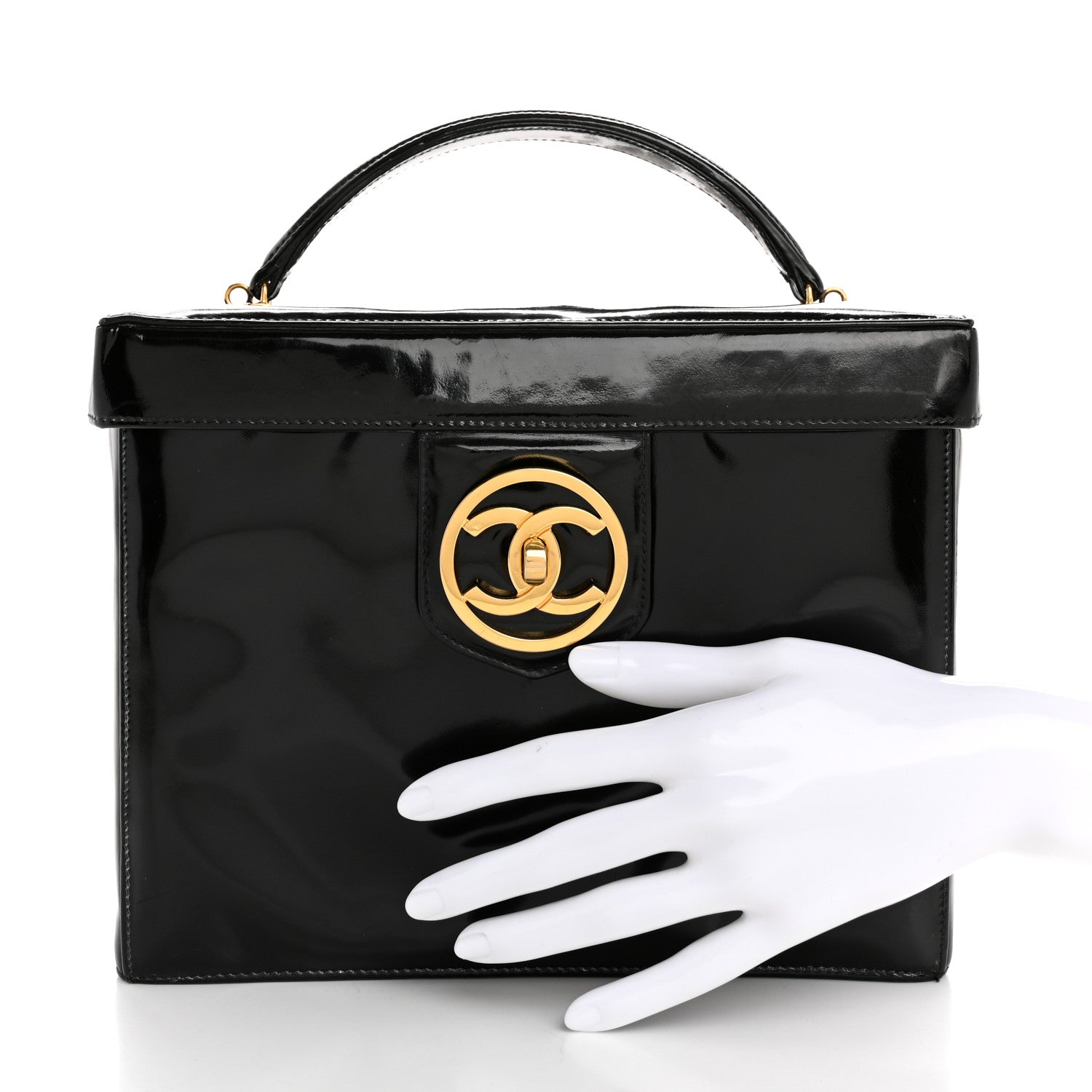 Patent CC Vanity Cosmetic Case Black