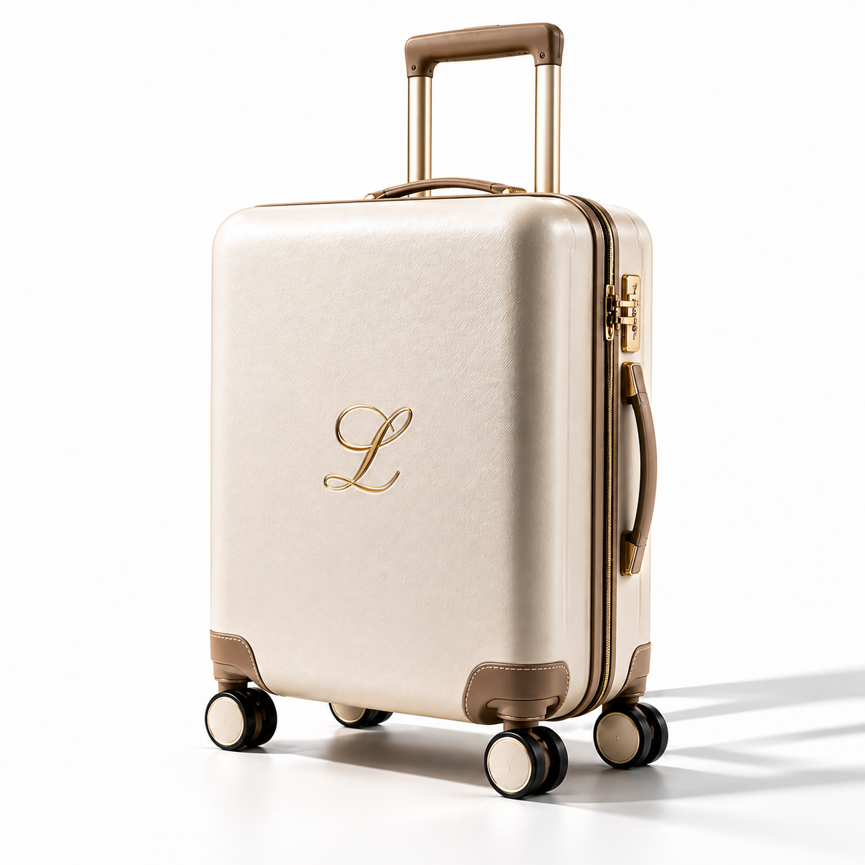 Levira White & Taupe Suitcase