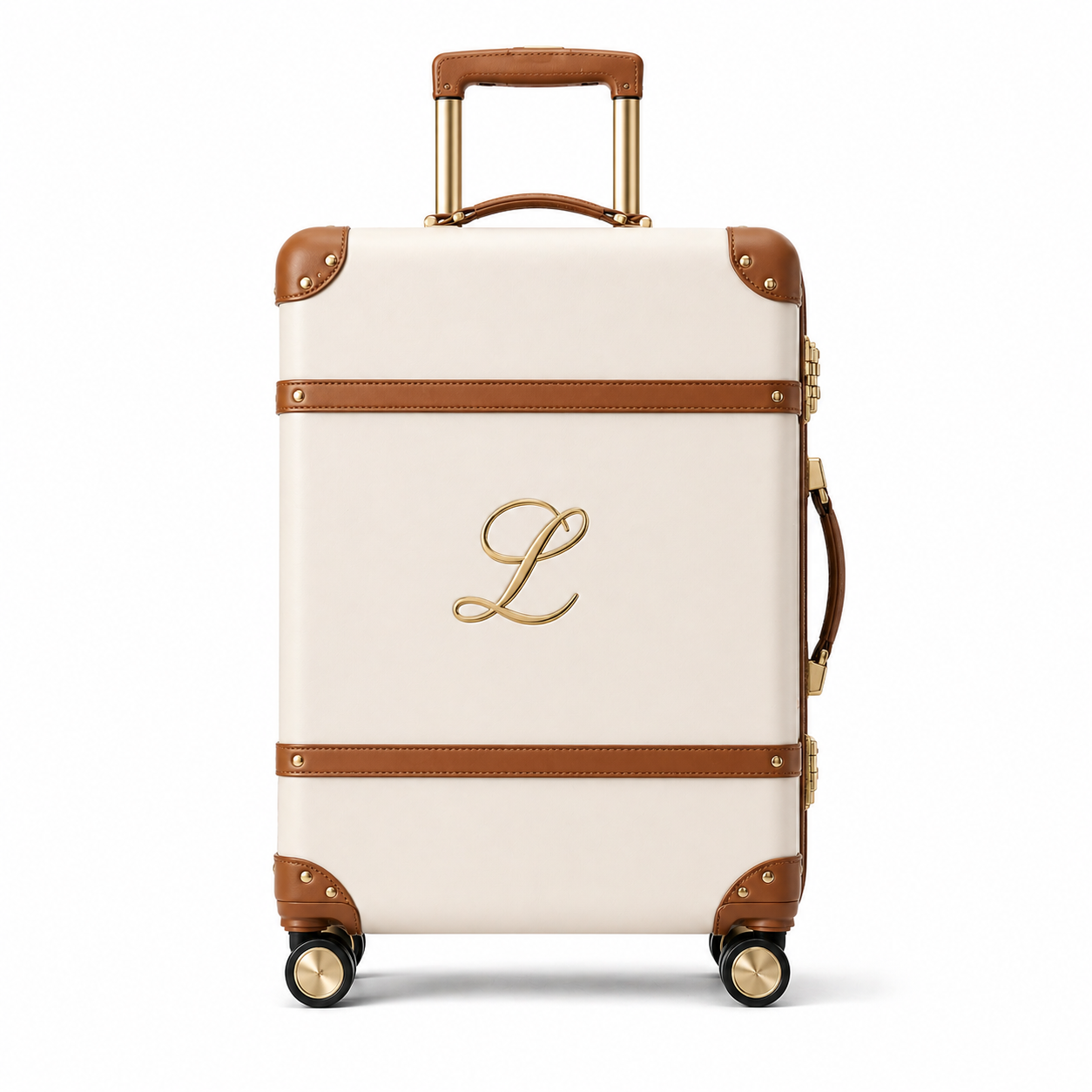 Levira White & Brown Suitcase